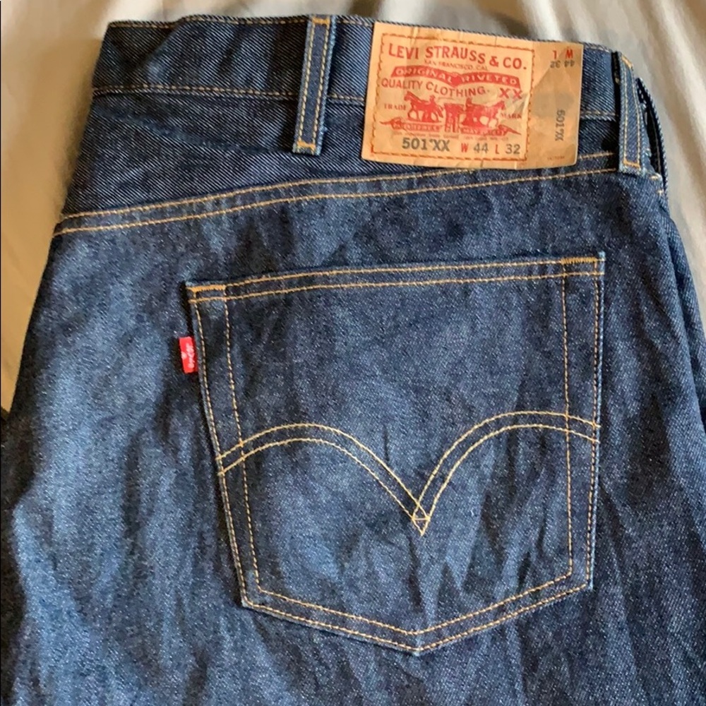 Slightly used B&T Levi 501 raw denim jeans 44w 32L